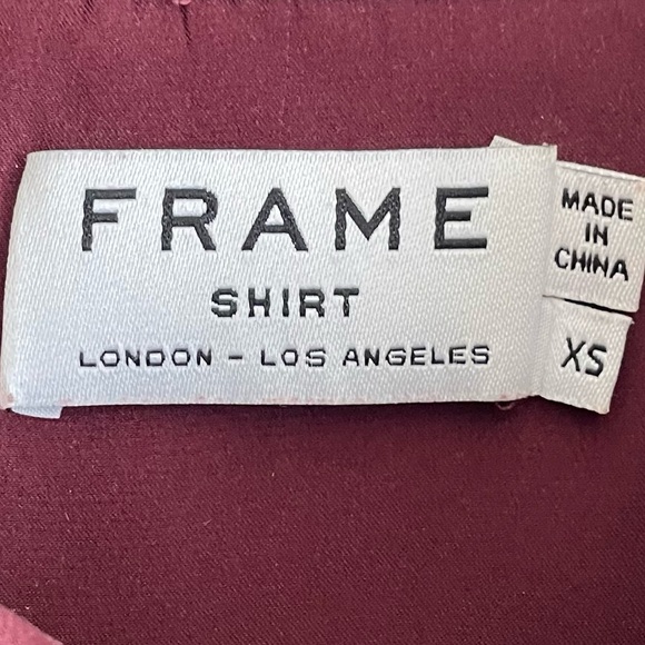 Frame Ruffle Neck Contrast Tie Silk Blouse XS burgundy Edwardian renaissance red - Picture 5 of 14